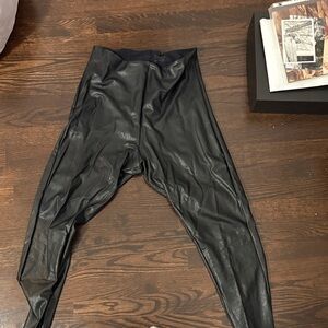 Black Faux Leather Leggings - Commando